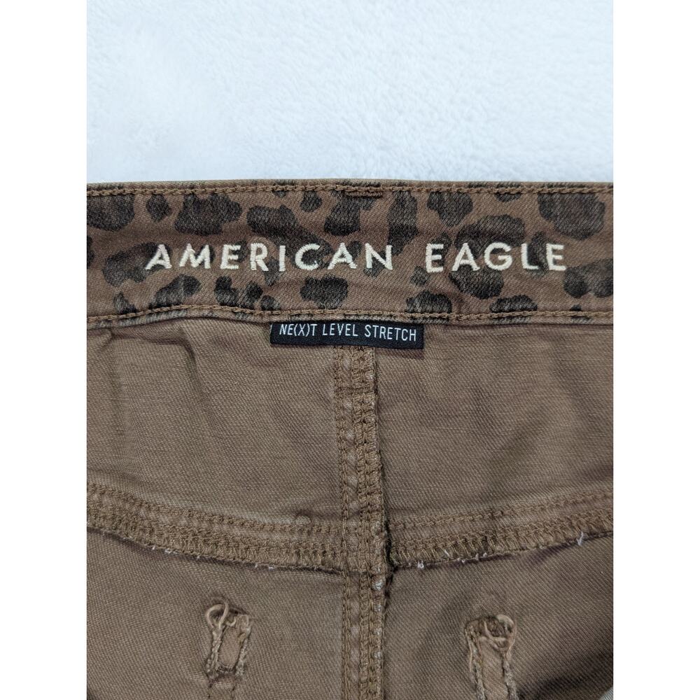 American Eagle Womens Sz 8 Brown Leopard Super High Rise Jegging Stretch Pants - Picture 6 of 15